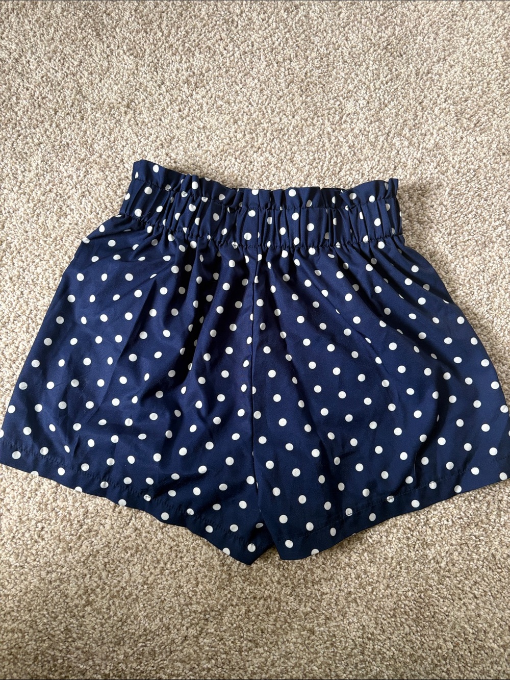 SHEIN Navy Blue with White Polka Dot High-Waist Shorts